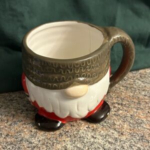 Sleigh Bell Bistro Gnome Coffee Tea Mug Red With Brown Patterned Tobogan Hat